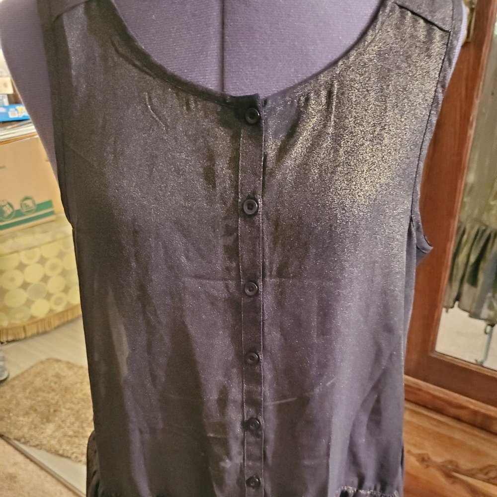 Frenchi Black Gold Shimmer Dress Top